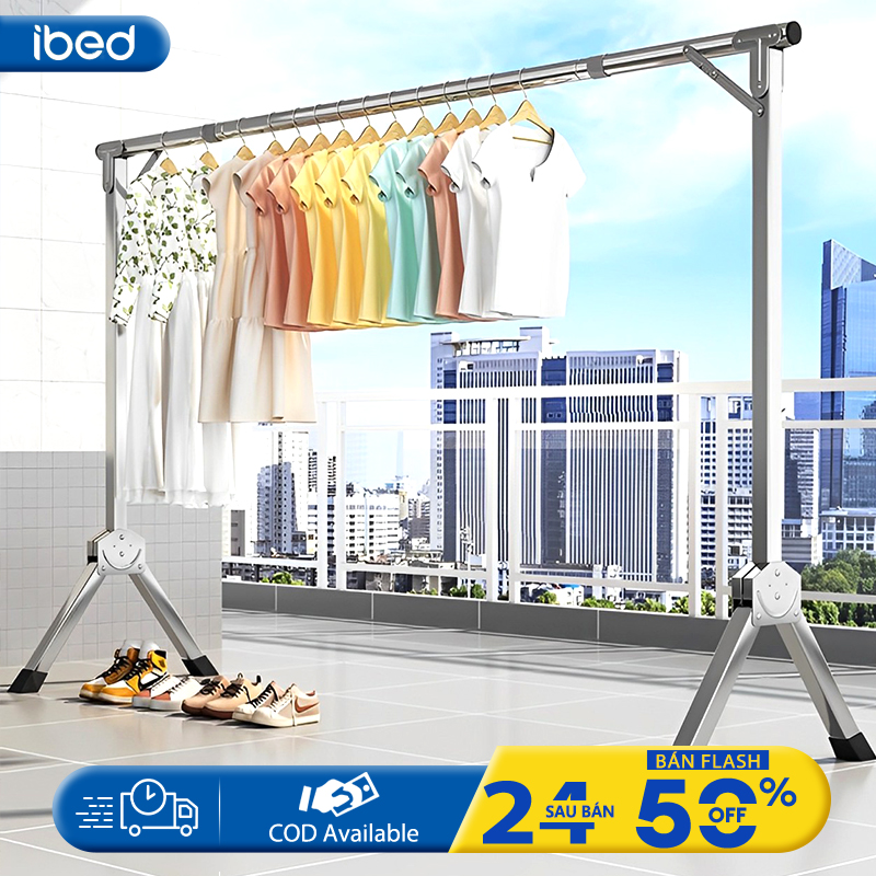 Ibed Giàn phơi quần áo Thông Minh dạng giá phơi gấp gọn kế kiểu sào Cao cấp