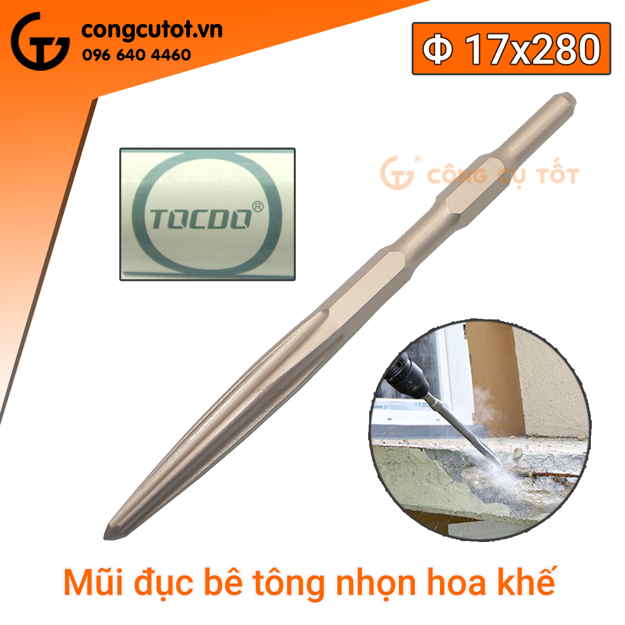 Mũi đục bê tông Tocdo chuôi gài các cỡ
