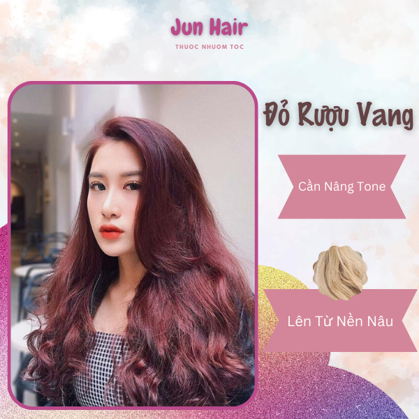 Combo Thuốc Nhuộm Tóc MÀU ĐỎ RƯỢU VANG Nhuộm Tại Nhà CẦN NÂNG TONE Tặng