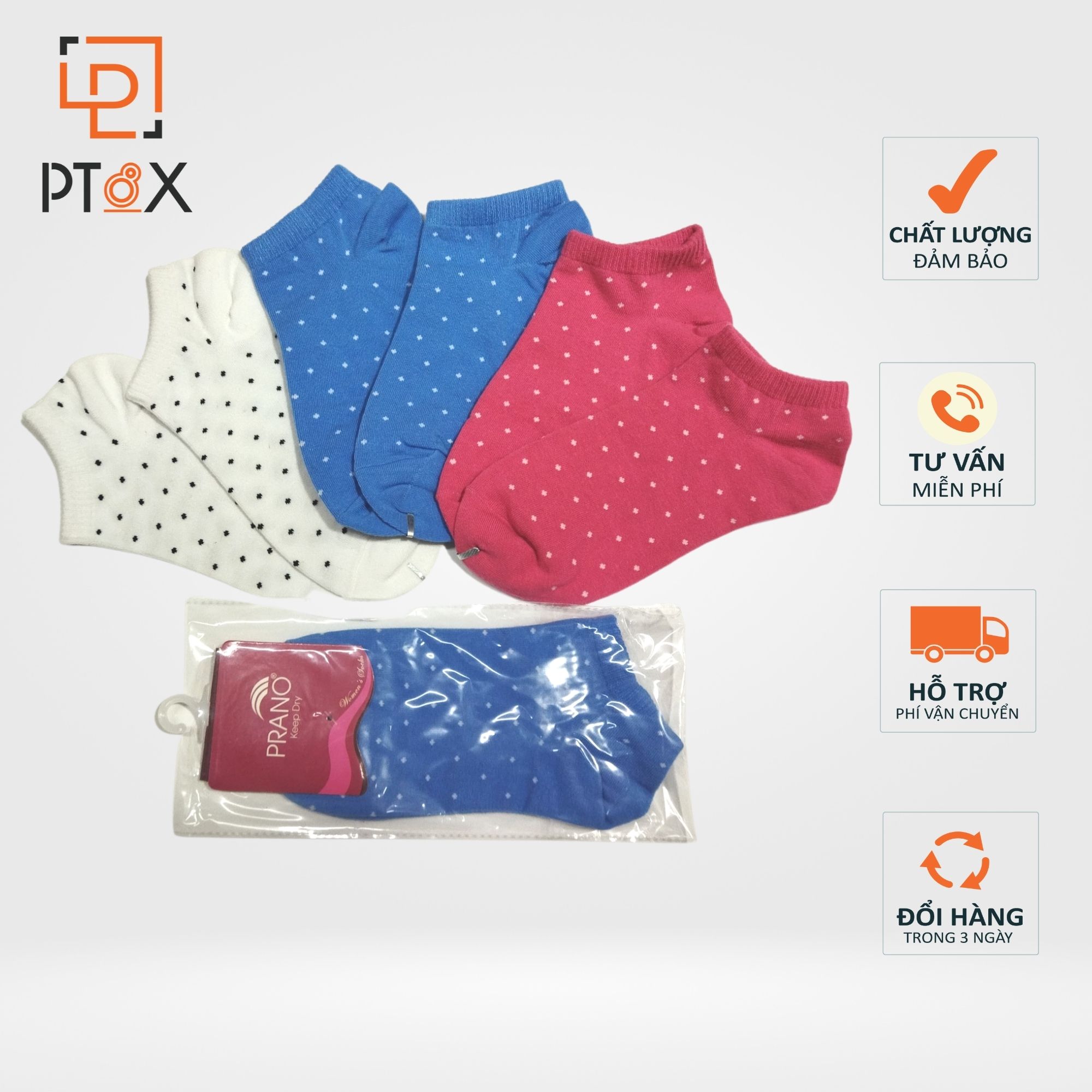 Vớ chấm bi cổ ngắn, tất nữ cổ ngắn chấm bi vải cotton chuẩn hàng vnxk pt8x-thời trang unisex