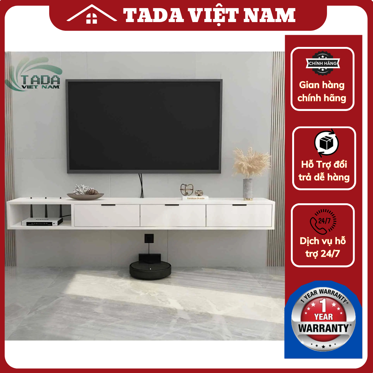 Kệ tivi treo tường hiện đại cho phòng khách, thương hiệu TADA Việt Nam