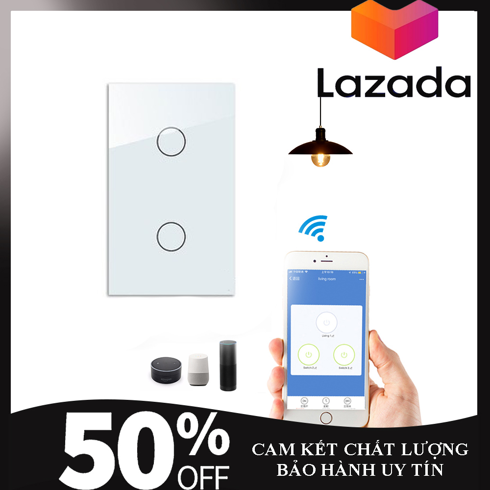 Công tắc cảm ứng âm tường Wifi, Công tắc điều khiển từ xa, công tắc đèn thông minh - kết nối Wifi bật tắt qua điện thoại, Hỗ trợ sử dụng Google Home và Alexa - cho ngôi nhà hiện đại sang trọng