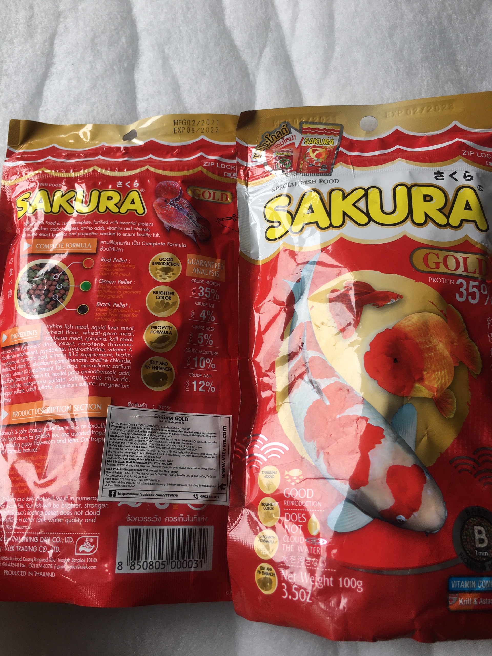 100gram cám sakura hạt b-s 35% đạm nhập khẩu thái lan ,thức ăn cho cá cảnh,cá koi nhỏ.