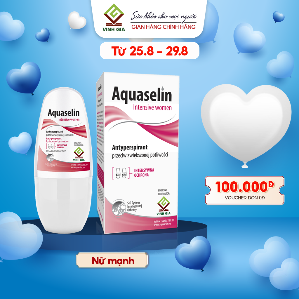 Lăn Khử Mùi Cho Nữ Mạnh Aquaselin Intensive Women, Giảm Mồ Hôi Đến 72H, Không Thâm Nách 50ml