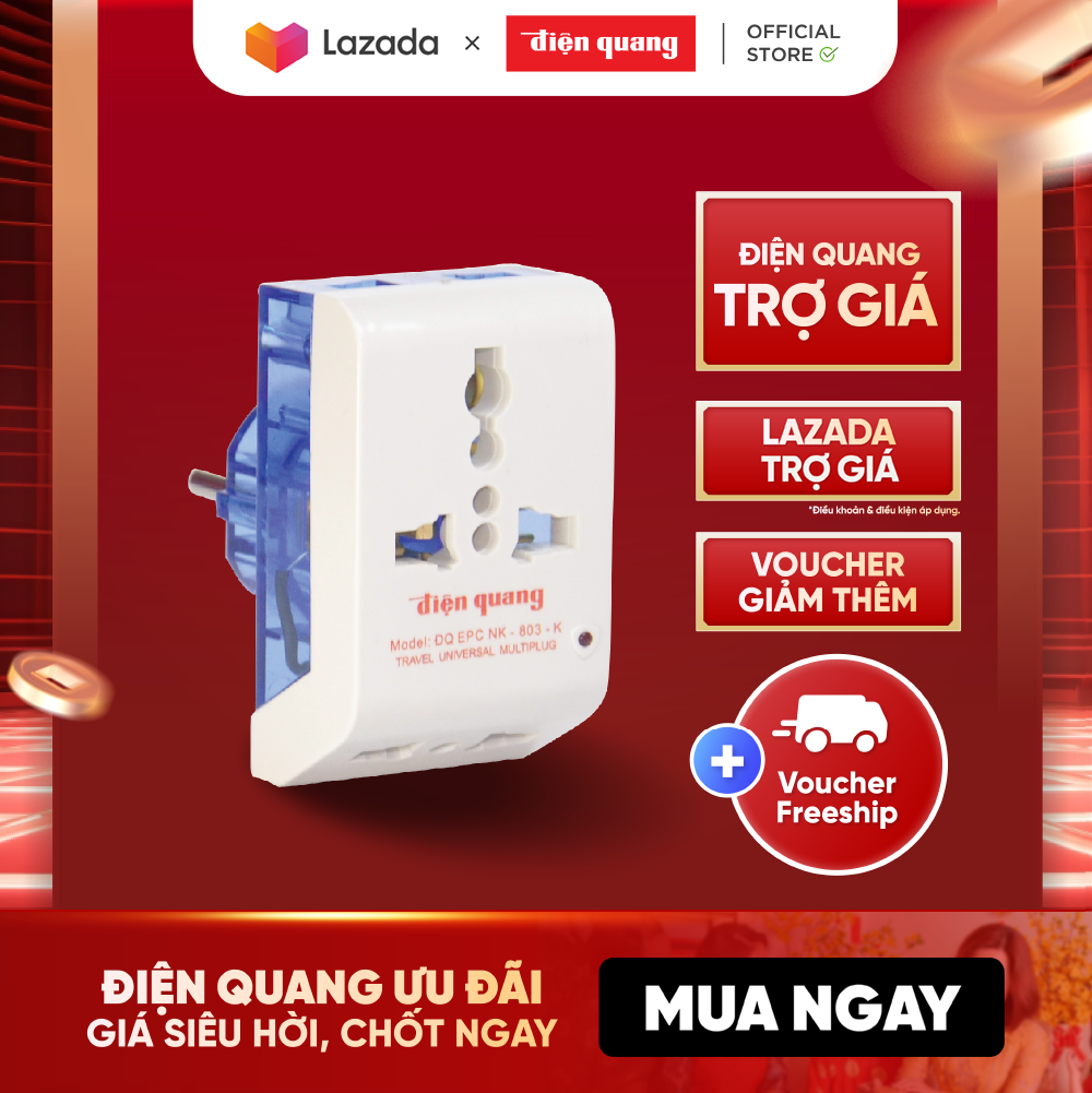 Phích cắm chuyển đa chiều Điện Quang ĐQ EPC NK-803-K-B (Màu xanh dương)