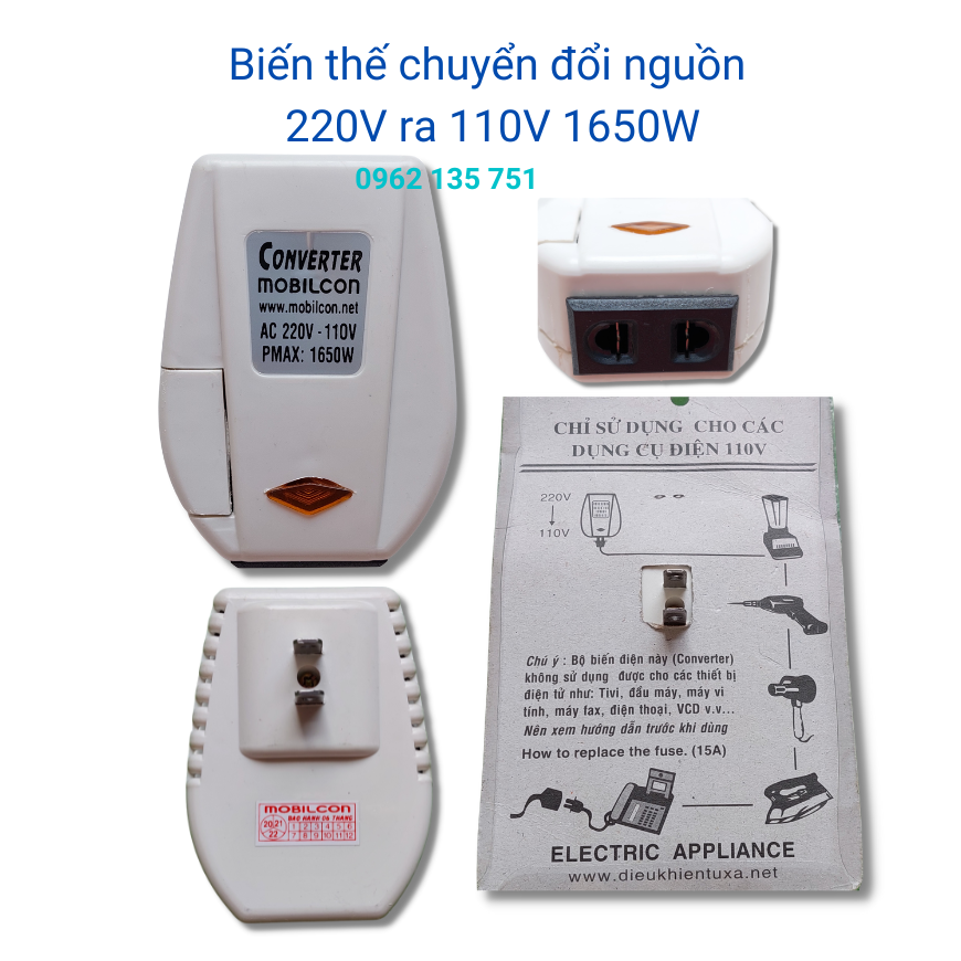 Biến thế chuyển đổi nguồn 220v ra 110v 1650w