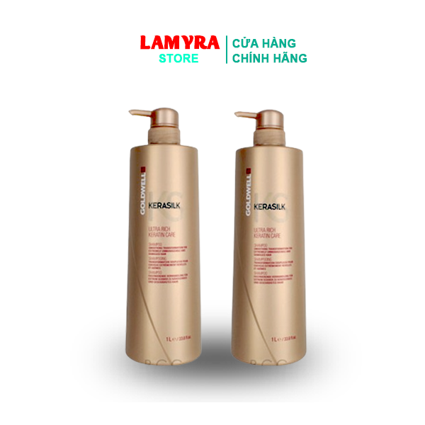 Cặp dầu gội xả siêu mượt goldwell keratin kerasilk 1000ml x 2 chính hãng lamyra