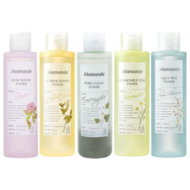 Nước cân bằng mamonde toner diếp cá pore clean, rose, rau má 250ml