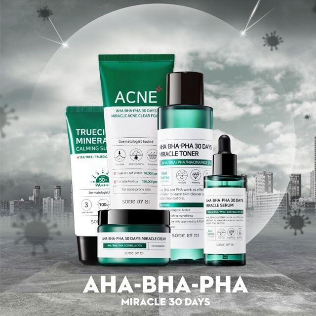 Trọn bộ Dưỡng da mụn, làm sạch mụn Some By Mi AHA-BHA-PHA 30Days Miracle (Sữa rửa mặt 100ml, Toner 150ml,Serum 50ml, Cream 50ml)[FULL SIZE]