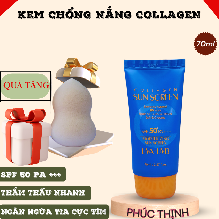 Mua 01 kem chống nắng collagen hàn quốc tặng 01 bông phấn hồ lô