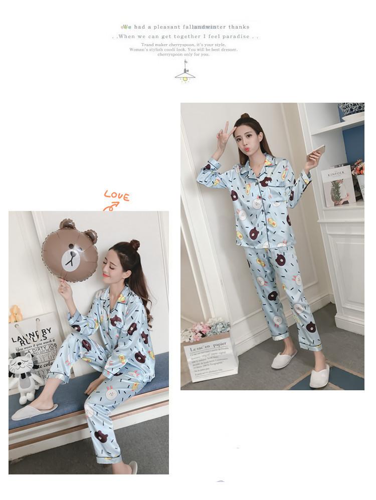 Bộ pijama cho nữ cao cấp phi bóng họa tiết gấu đáng yêu cdanp14