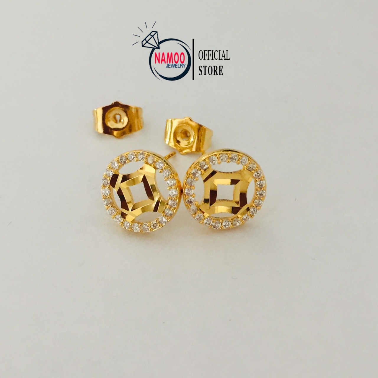 Khuyên nụ ngắn đeo sát tai t363 bông tai đính đánamoo jewelry