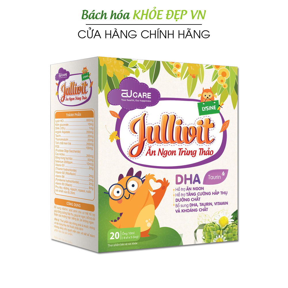 Jullivit Siro Ăn Ngon cho bé bổ sung DHA Taurin Vitamin và khoáng chất