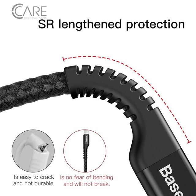 Cáp sạc Lightning dây lò xo xoắn đàn hồi Baseus trên ô tô iPhone iPad