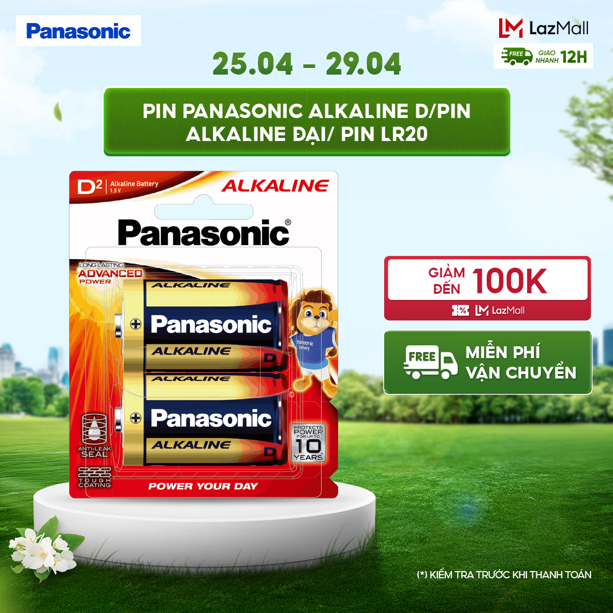 Pin Panasonic Alkaline D (Pin Đại) LR20 – Hàng Chính Hãng
