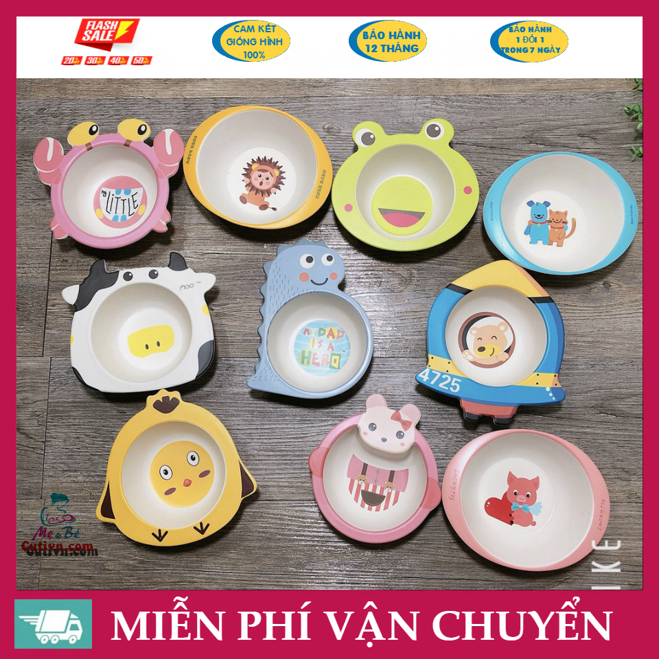 Bát ăn dặm sợi tre hình ngộ nghĩnh an toàn cho bé