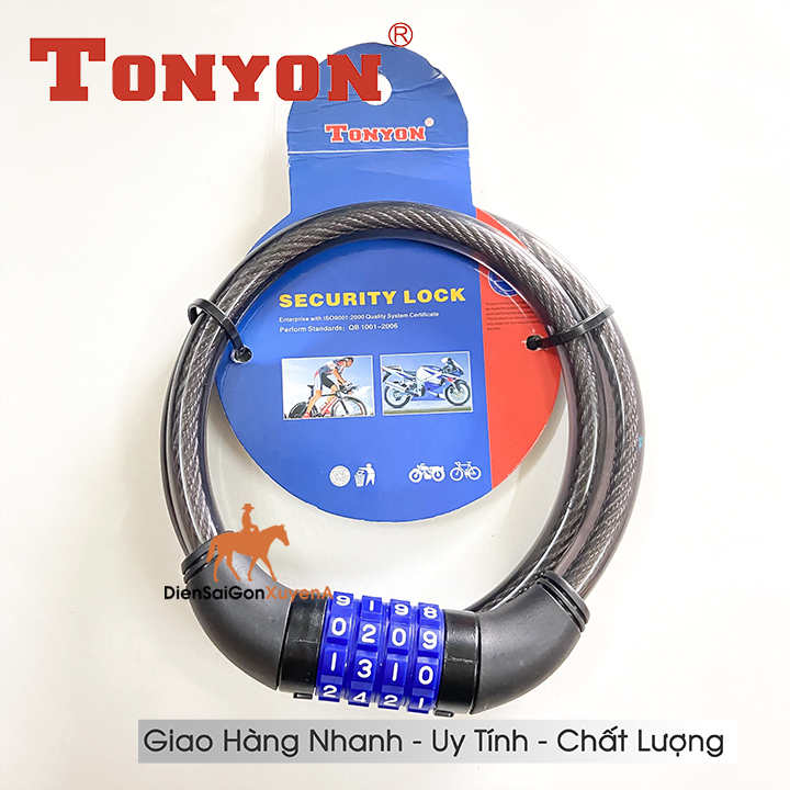 Khóa xe đạp, xe máy - khóa dây cáp mật khẩu 4 số có thể thay đổi - Khóa dây Tonyon - TY4271 - Ngô Gia Tools