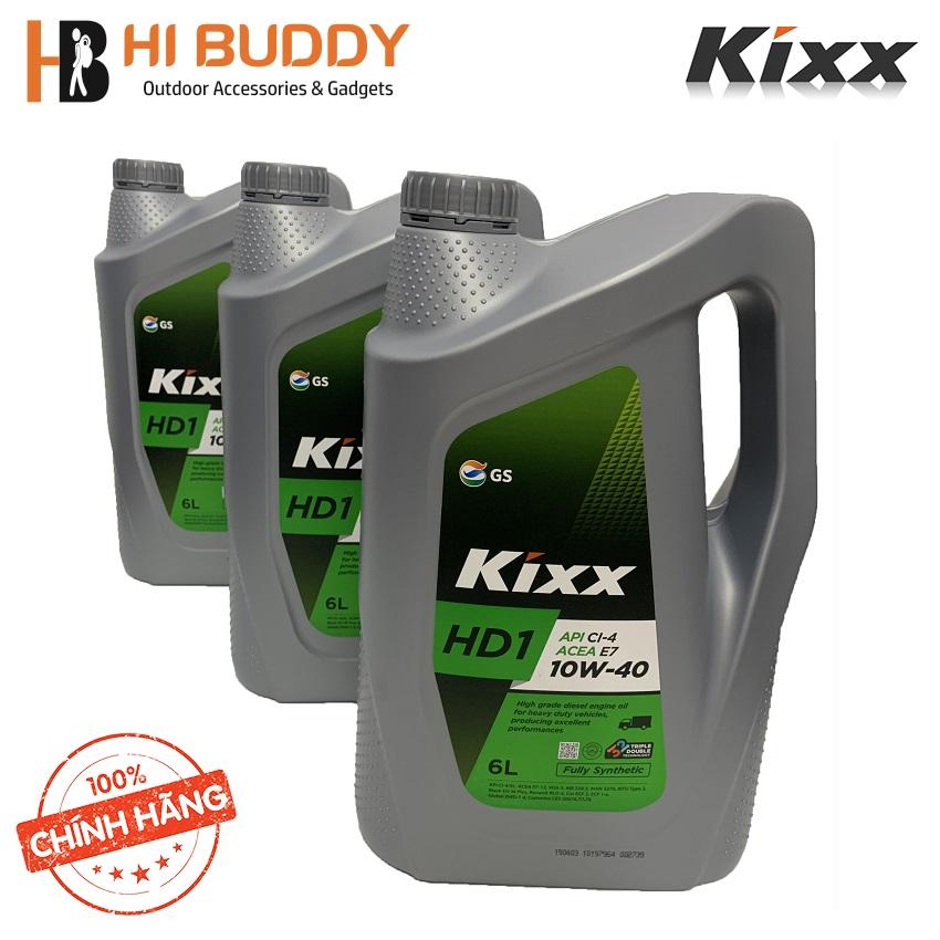 Thùng 3 Can Dầu nhờn động cơ Diesel gốc tổng hợp Kixx HD1 CI-4 10W/40 6L (Can nhựa tiết kiệm hơn)