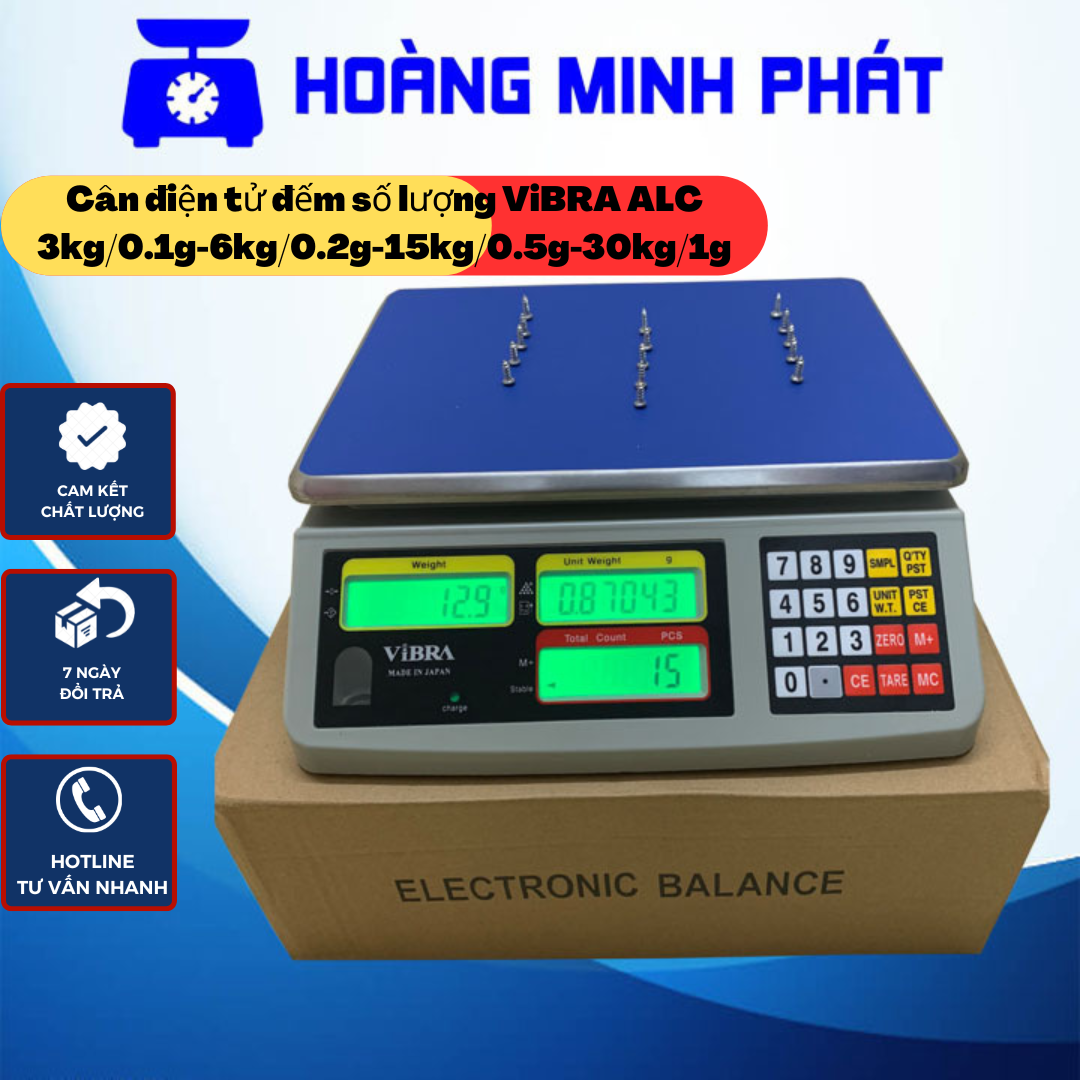 Cân điện tử đếm sản phẩm vibra alc 3kg/0.1g - 6kg/0.2g - 15kg/0.5g - 30kg/1g . đếm chính xác. bảo hành 2 năm