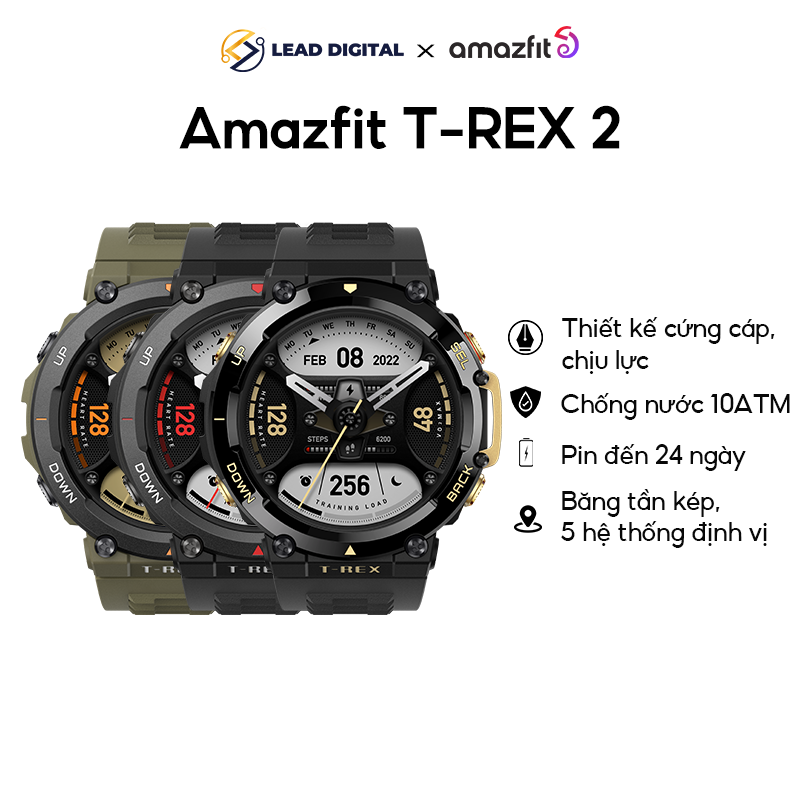 Amazfit t-rex 2 - đồng hồ thông minh | gps | pin đến 24 ngày | chống nước 100m
