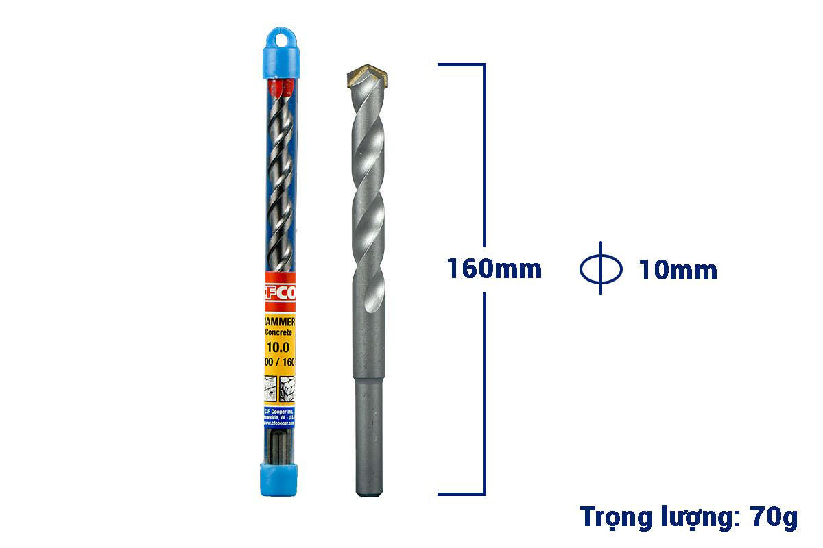 Mũi khoan bêtông sds plus cf cooper 10 x 160mm c100160