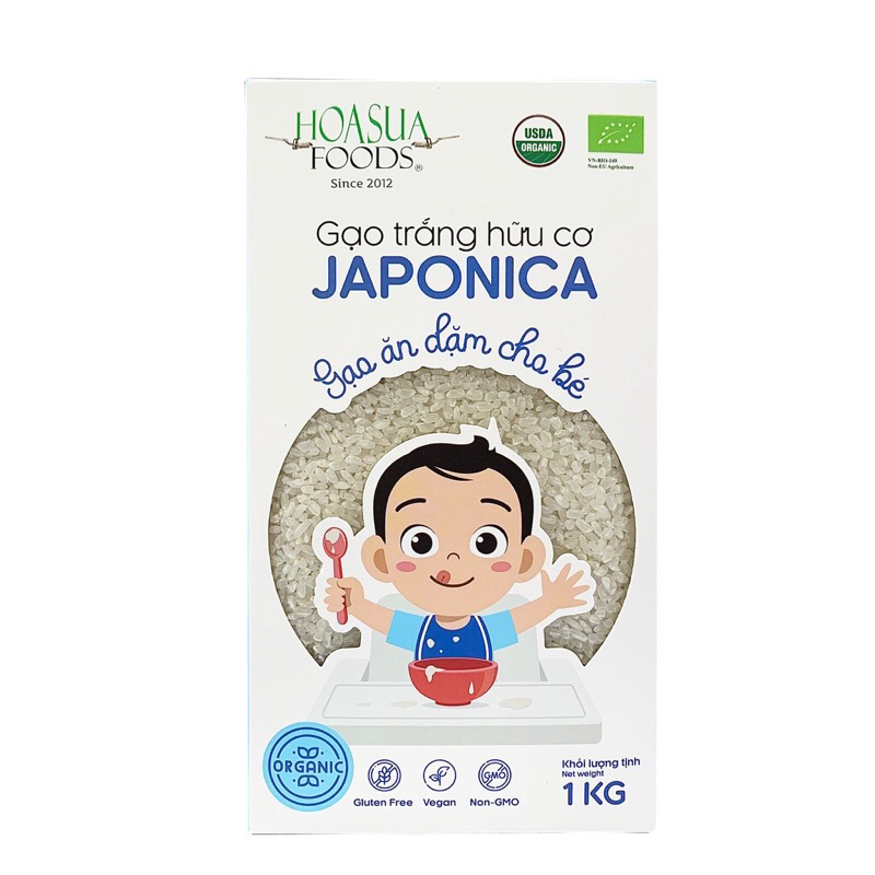 Gạo Japonica hữu cơ gạo ăn dặm cho bé - Hộp 1kg