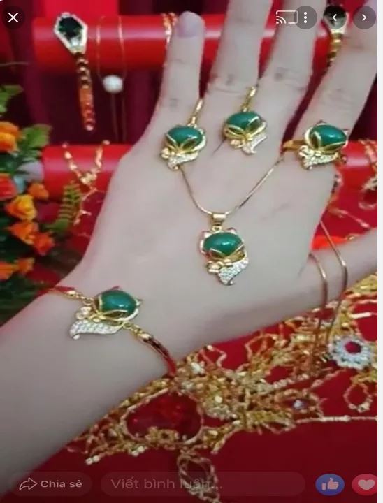 bộ trang sức đá phong thủy màu xanh theo mệnh