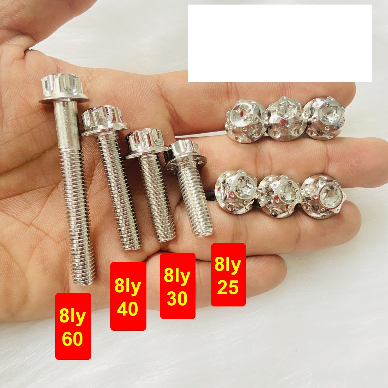 Ốc kiểu xe máy, ốc trang trí xe máy SALAYA bông các chi tiết ốc 8ly, ốc xe máy 8ly2,5 , ốc 8ly3, ốc 8ly4, ốc 8ly6 gắn trang trí xe máy tạo điểm nhấn