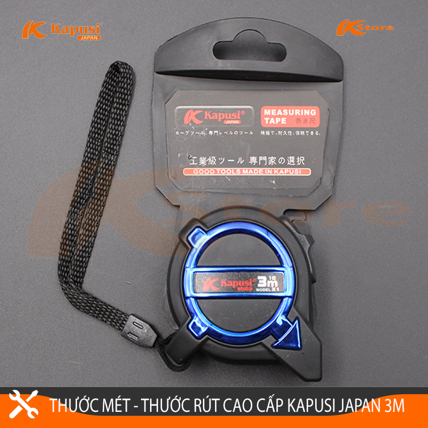 Thước mét - thước rút hệ mét kapusi japan quy cách 3 mét, độ bền cao an toàn khi sử dụng, hàng chính hãng bảo hành 24 tháng, thước mét nhật bản