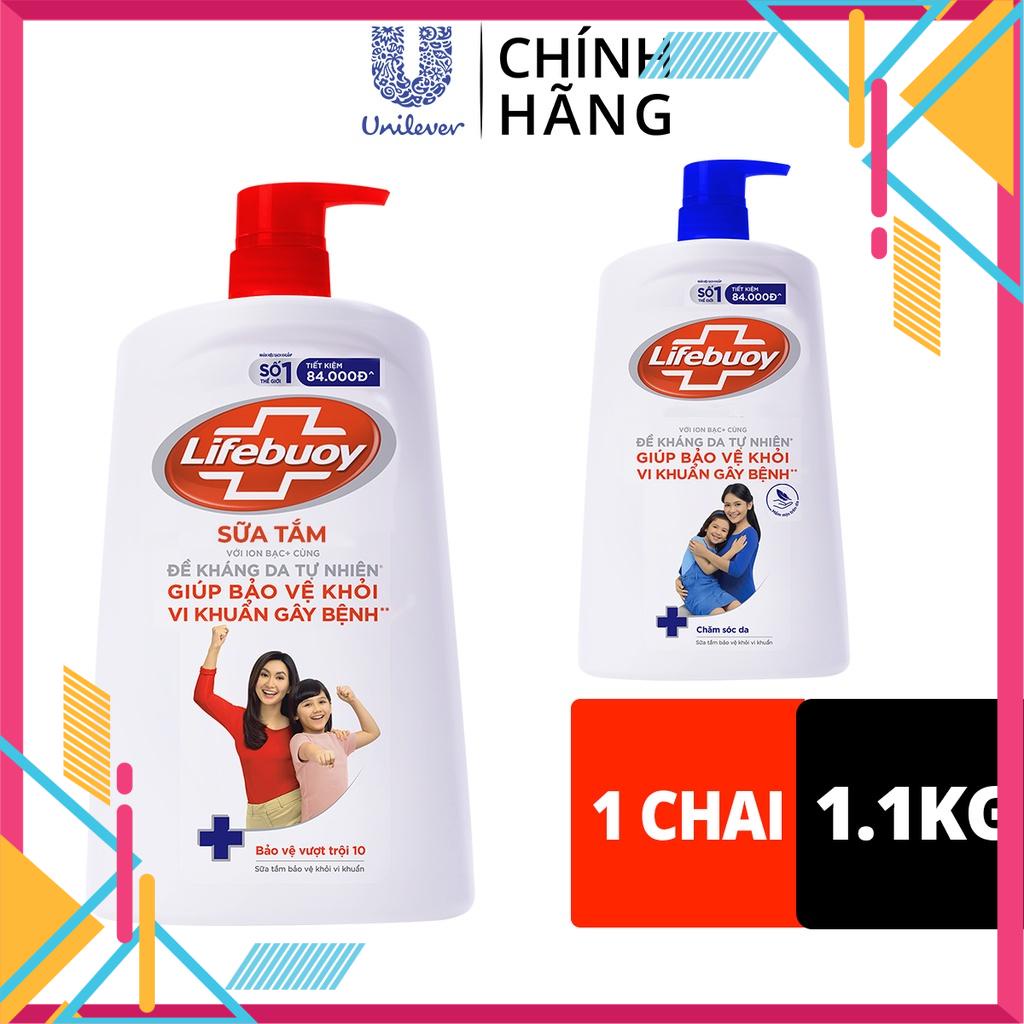 Sữa tắm Lifebuoy chai 1.1 kg giúp bảo vệ khỏi 99.9% vi khuẩn và vi khuẩn lây lan trên da
