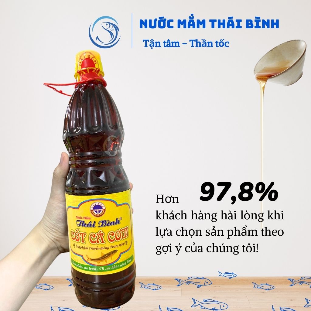 Mắm cốt truyền thống - nước mắm Thái Bình cá cơm trắng 15N - 1000ml