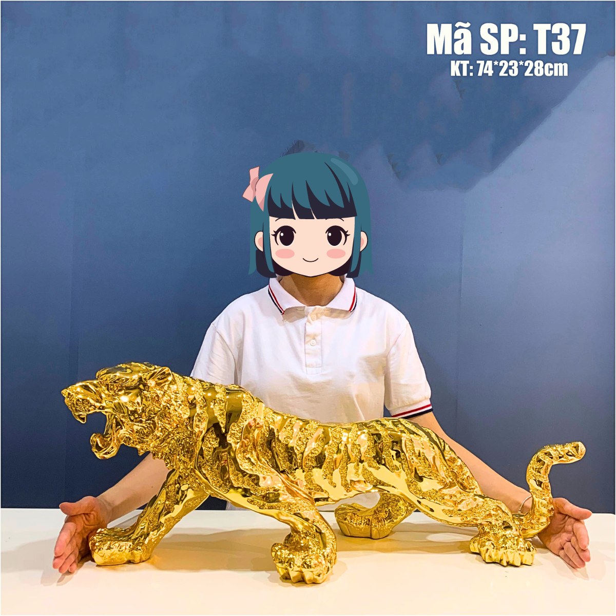 Tượng hổ vàng size lớn dài 74 cm
