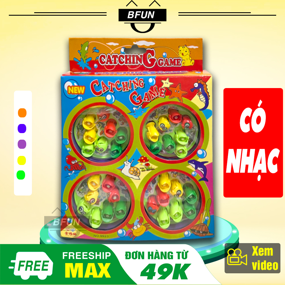 Bộ Đồ Chơi Câu Cá 4 Hồ Nam Châm CÓ NHẠC - Đồ Chơi Câu Cá Nhiều Màu, Lớn, Thông Minh Cho Bé - Đồ Chơi Trẻ Em BFUN