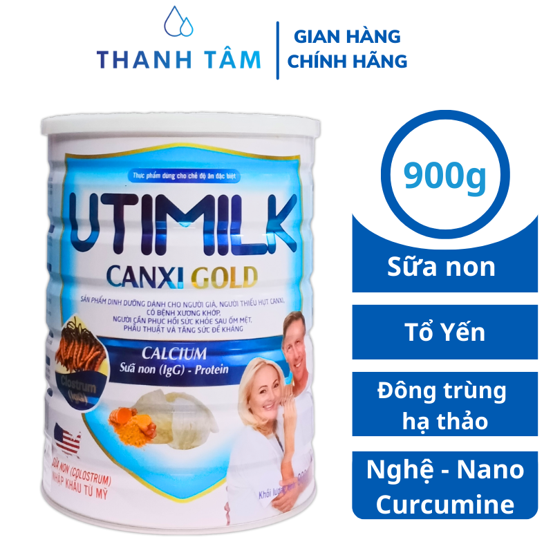 Sữa Canxi Gold Ultimilk - VIETNAM24H -  Canxi cao, tổ yến, đông trùng hạ thảo, nghệ Nano Curcumin lon 900g