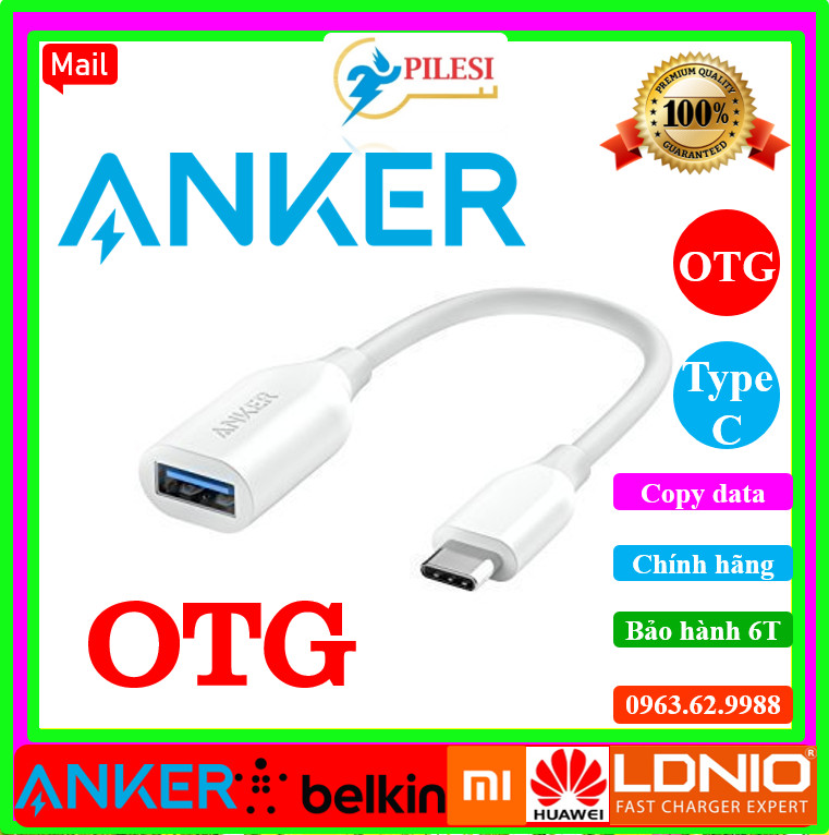 ✅ đầu jack chuyển otg anker type c to usb 3.1 5gbps - a8165 cho laptop mac samsung no box