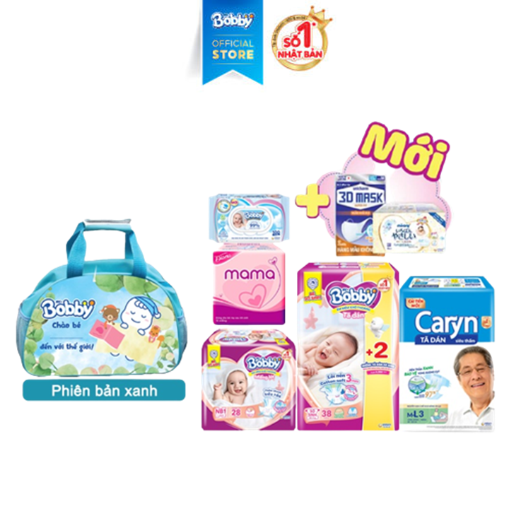 [SALE GIỮA THÁNG tặng QUÀ TO-SLCH][Mới] Combo Bobby mẹ đi sinh 8 món_Màu xanh
