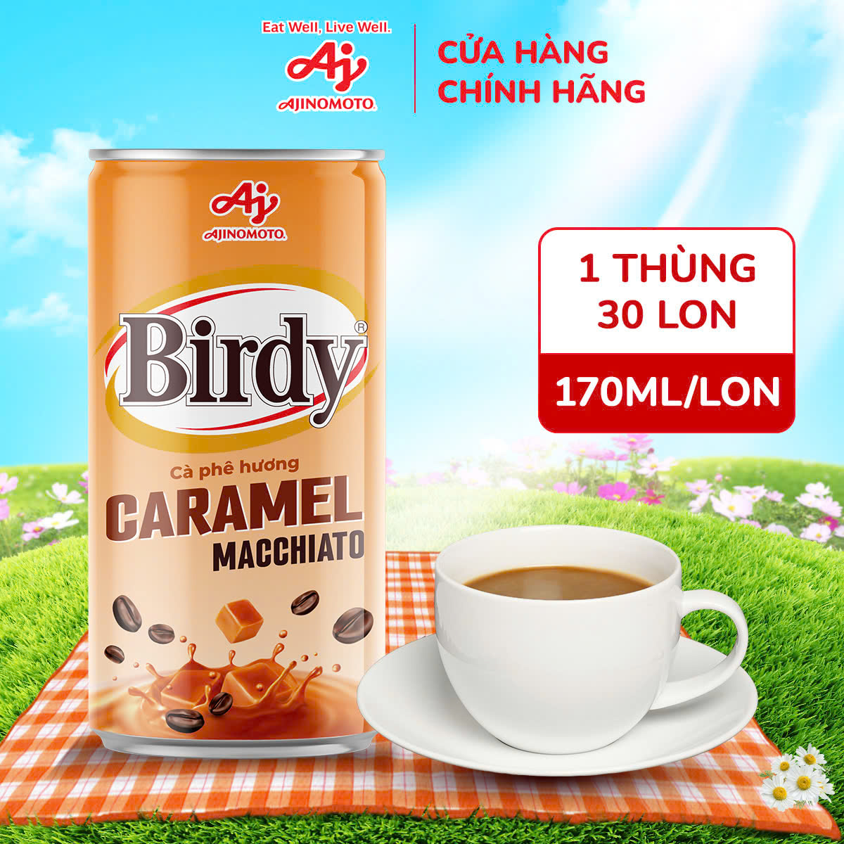 Thùng 30 lon Cà phê Birdy® hương Caramel Macchiato - 170ml/lon
