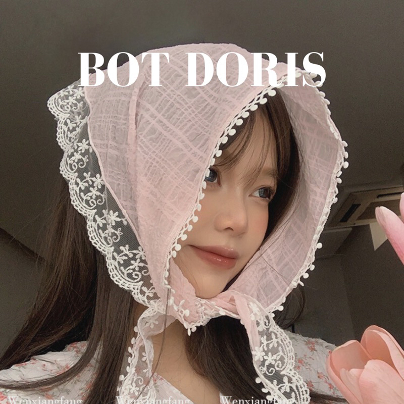 Khăn choàng cổ, khăn badana phối ren, khăn tam giác đi biển, phụ kiện tóc BOT DORIS