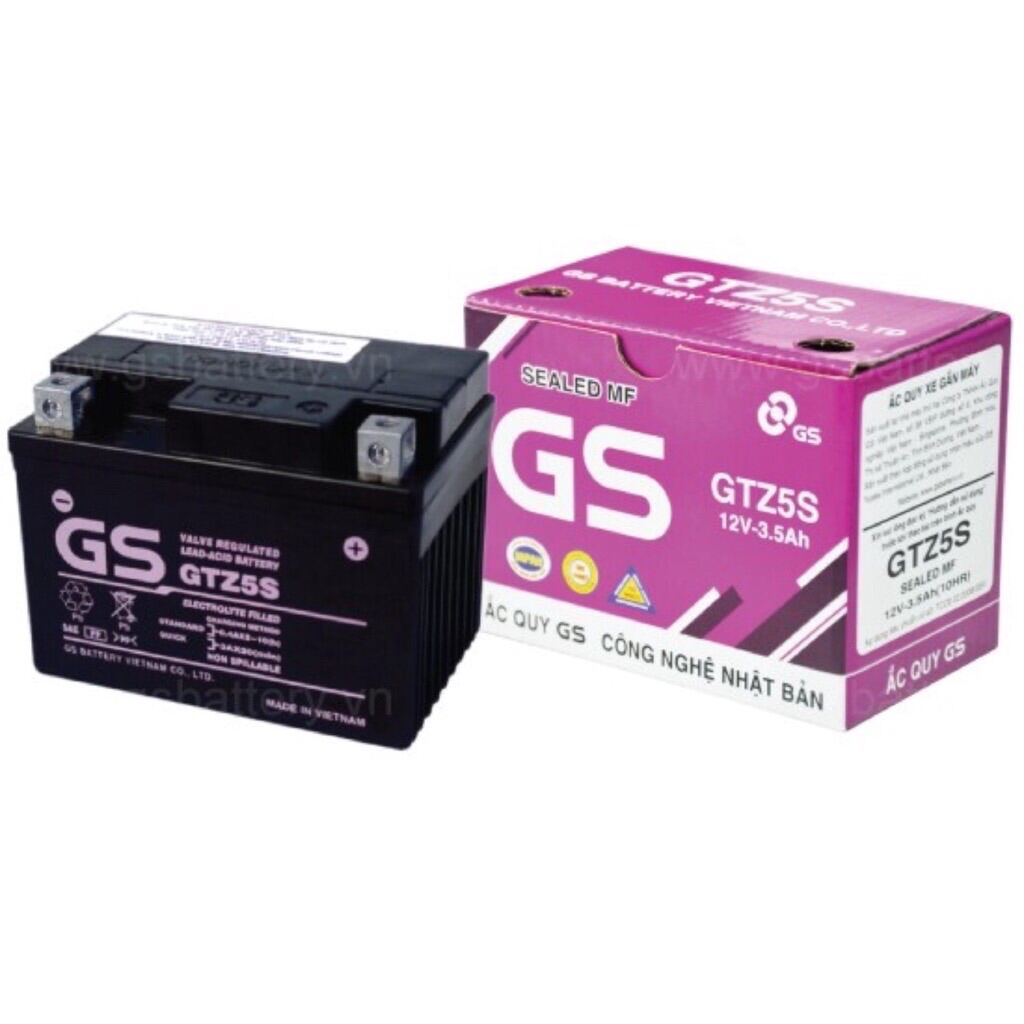 Ắc quyGS mới 100% chính hãng GTZ5S 12v-3.5Ah loại bình khô (bình thấp tím)