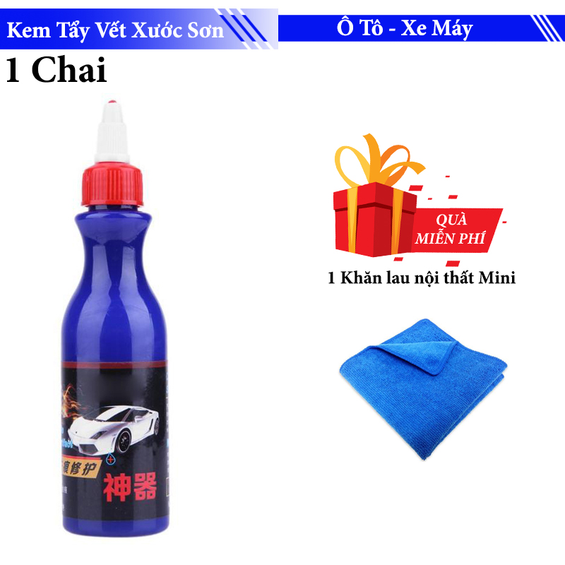 Chai dung dịch tẩy sạch và xóa vết xước sơn xe ô tô + TẶNG khăn lau đánh bóng chuyên dụng - qtk