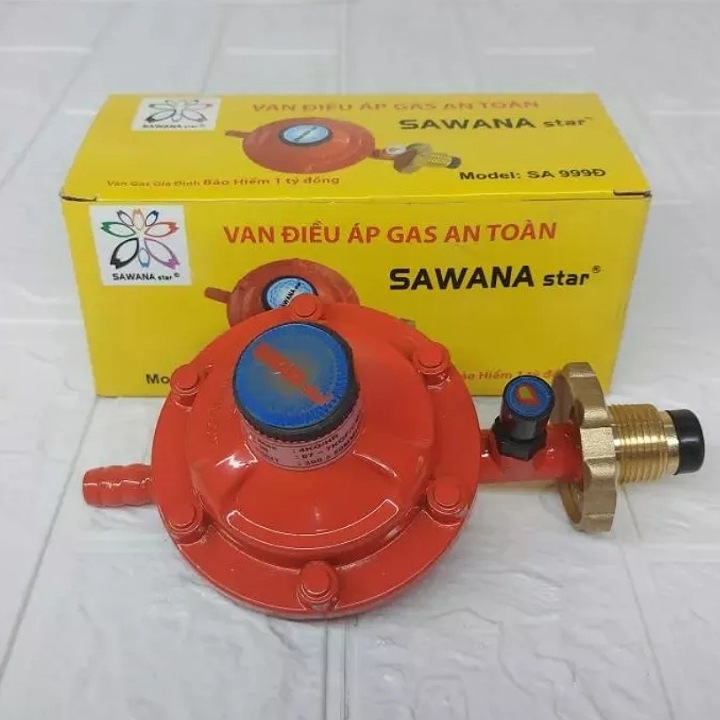 Bộ van ga điều áp an toàn tự động ngắt ga+1.5m dây ga+2 cổ nhuê inox dùng cho bếp gia đình