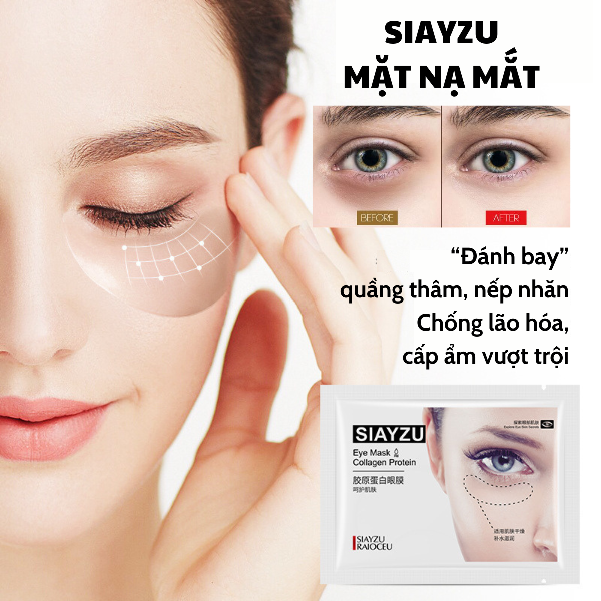 Mặt nạ mắt COLLAGEN giảm quầng thâm mắt, mặt nạ collagen IMAGES dưỡng ẩm cải thiện nếp nhăn và quầng thâm da mắt 4.9