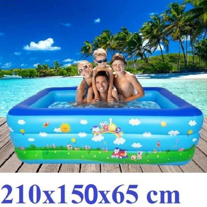 be boi cho be khuyen mai-Bể bơi phao trong nhà - gia đình ( tặng kèm bơm hơi), Hồ bơi phao cho bé cho trẻ em tập bơi, loại dày cao cấp cỡ lớn 210cm X 150cm X 60cm Tập bơi - Tập Bơi. Giá hấp dẫn khi mua online