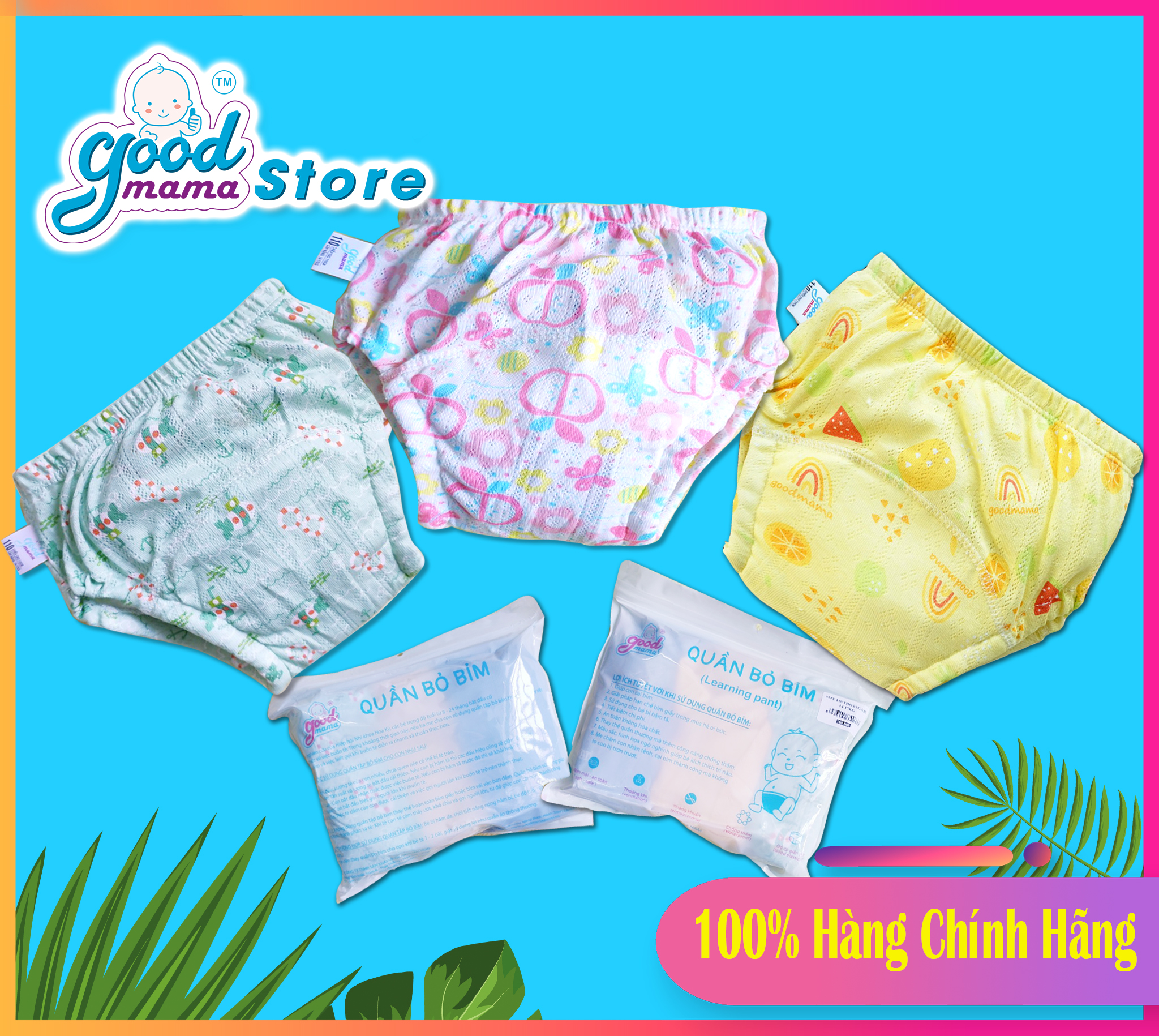 3 quần bỏ bỉm - bé trai goodmama vải sợi tre siêu thoáng khí