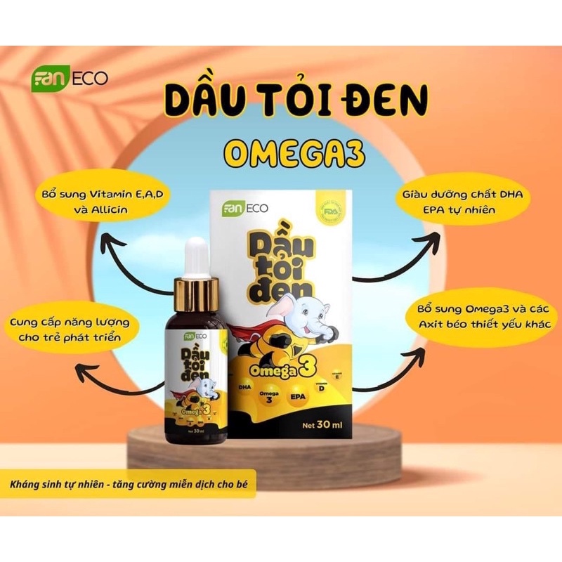Tinh dầu tỏi đen organic plus faneco 30ml / tinh dầu tỏi đen omega 3 faneco