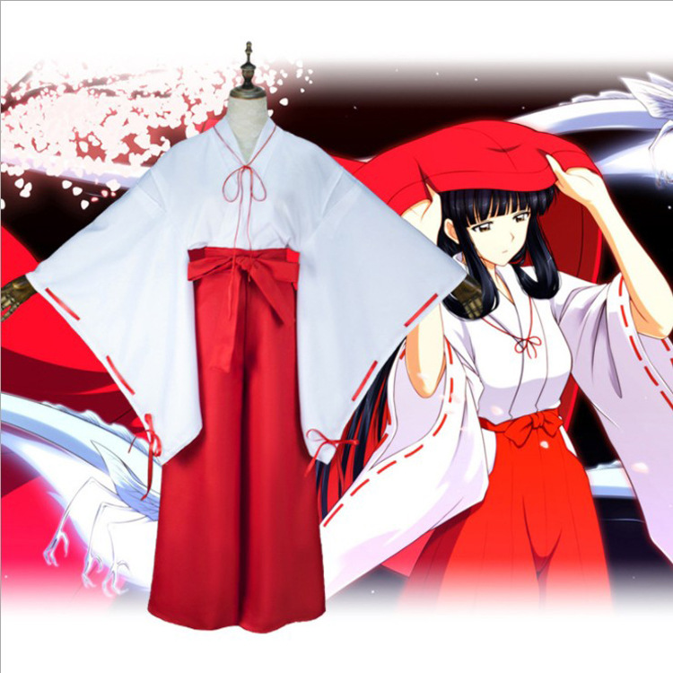Nhật Bản Halloween cosplay Trang Phục Anime Inuyasha Miko Kikyo cos Trang Phục Kimono Kiểu Nhật