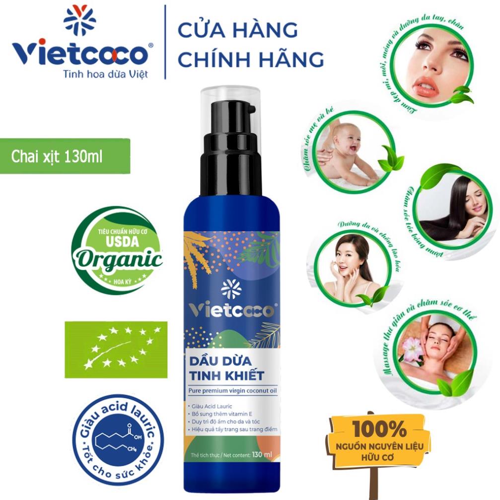 Dầu dừa nguyên chất vietcoco - chai xanh xịt 130ml