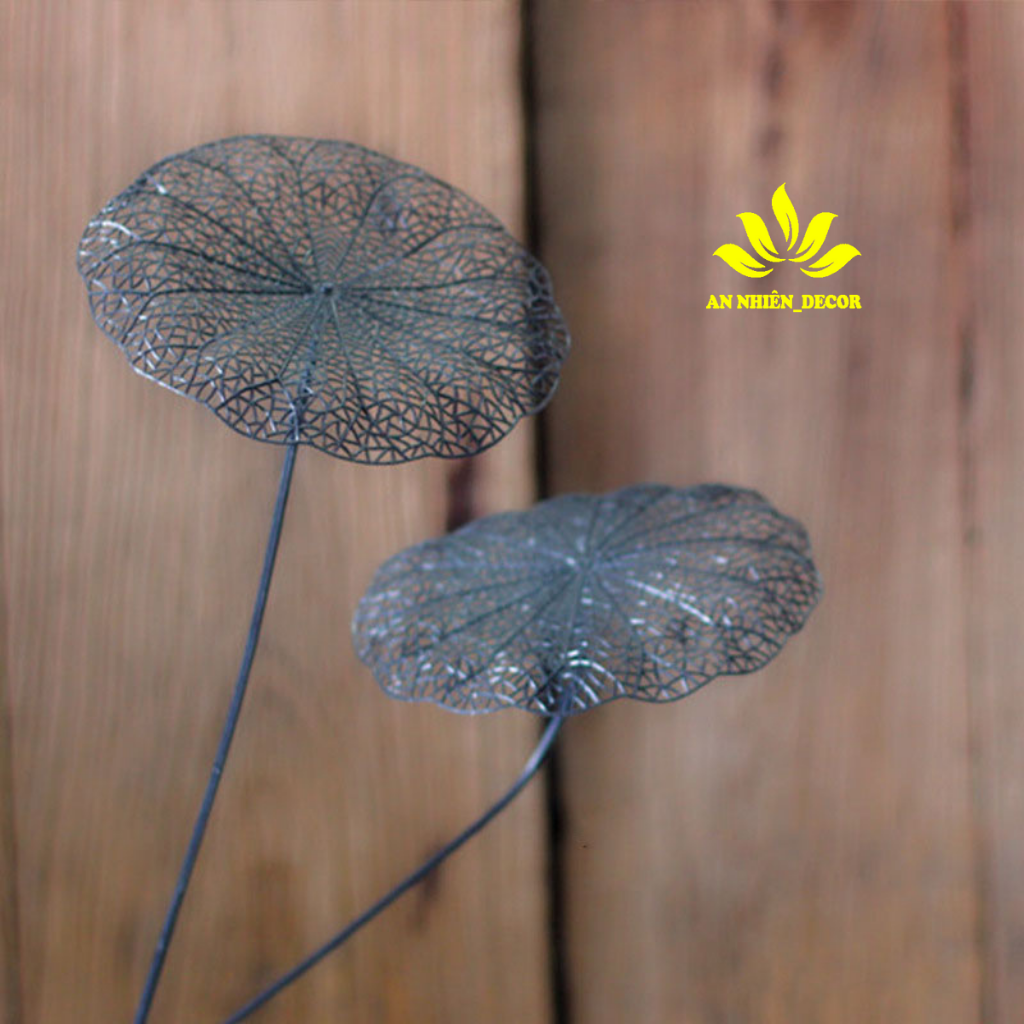 Mô hình lá sen giả trang trí, cành sen decor, lá sen - hoa khô decor