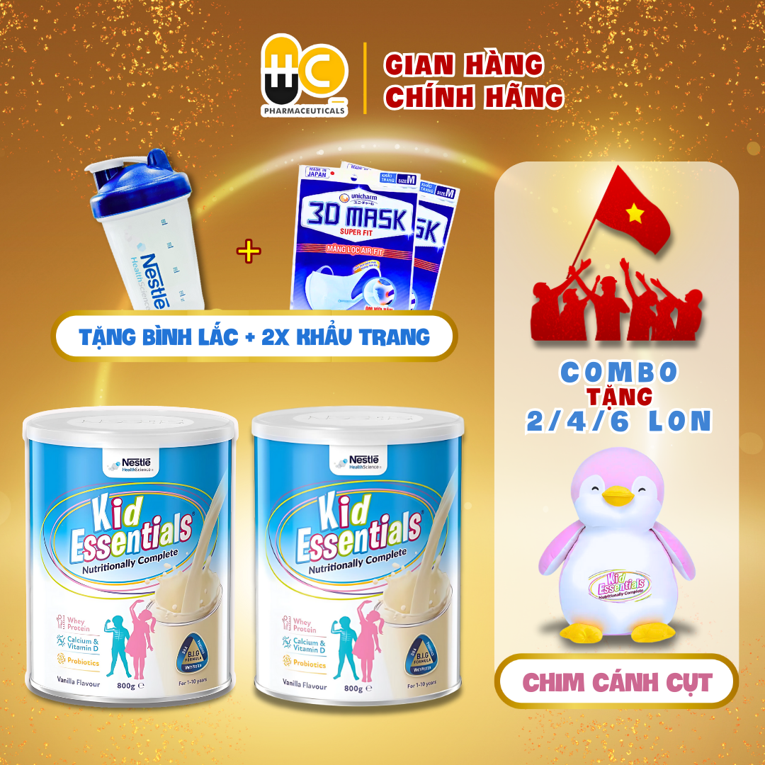 [Date 2026] Combo 2 lon Sữa Bột Kid Essentials Úc mẫu mới cho trẻ biếng ăn, chậm tăng cân Nestle Health Science 800g NHẬP KHẨU CHÍNH HÃNG