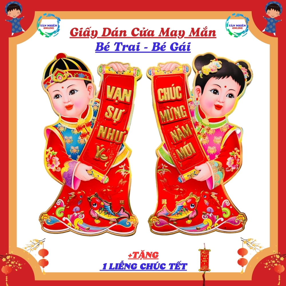 Giấy dán tường, giấy dán cửa ngày Tết, decal dán tường ngày Tết 2023, trang trí nhiều mẫu, Tân nhiên online